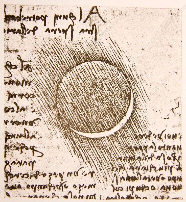 Leonardo da Vinci's sketch of Earthshine from the Codex Leicester