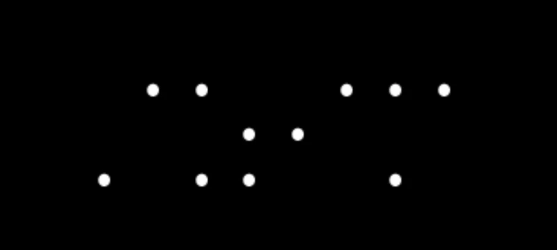 Braille detail from the Solar System visual showing the name Azim encoded tactually within the composition