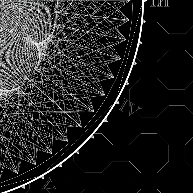 Close-up of overlapping lines from main clock